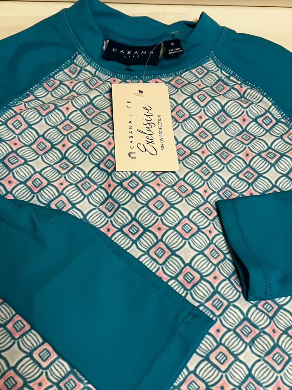 CABANA LIFE Preppy Geo Long Sleeve set Rashguard Size 4